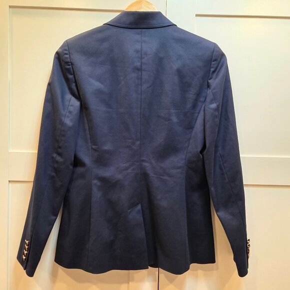 Lauren Ralph Lauren Navy Women's Blazer Gold Buttons Cotton Stretch Tailored 2 - Picture 2 of 11